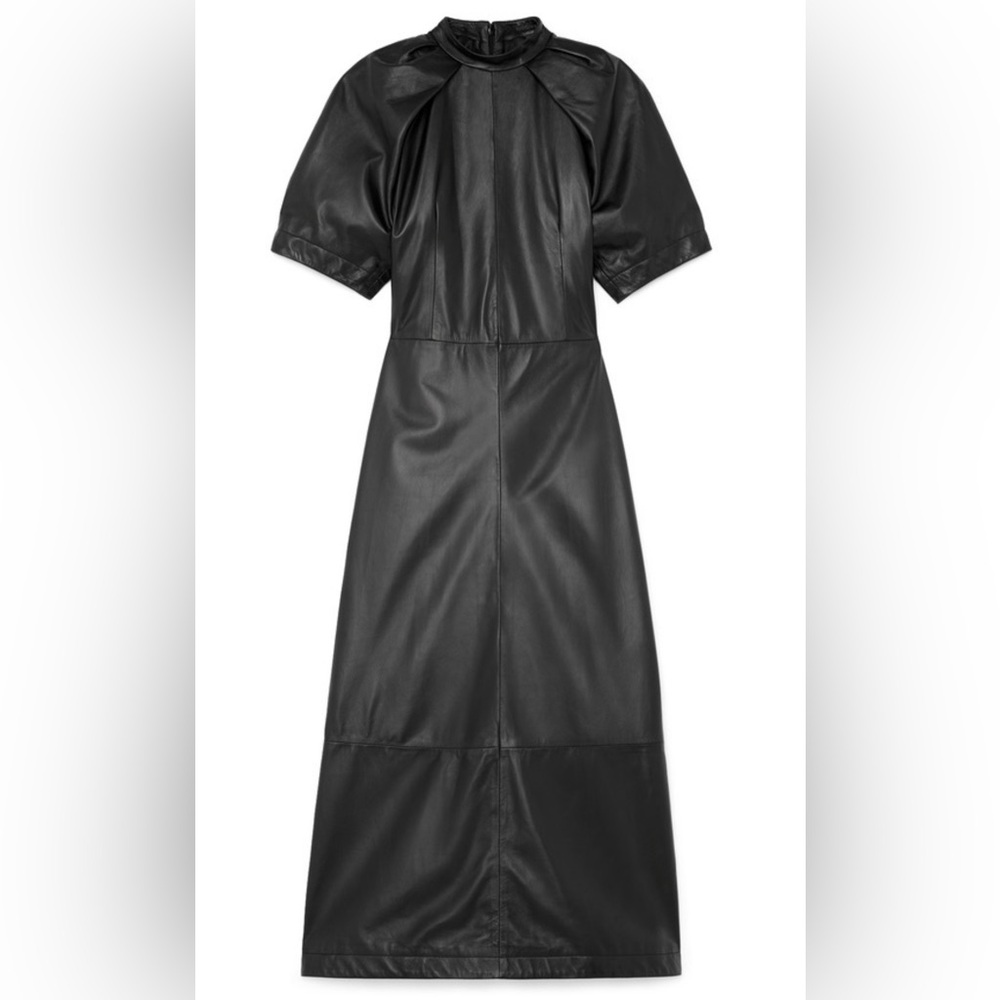 Goop G. Label real leather puff sleeve dress